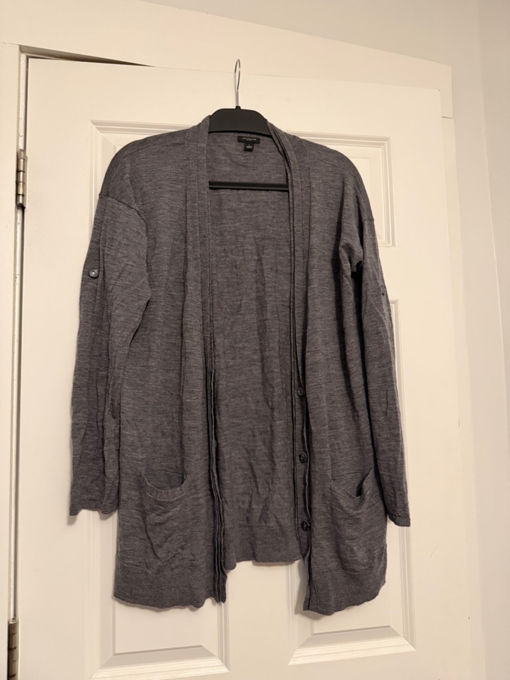 Ann Taylor Gray Open Front Cardigan